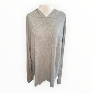 ETERNE Heather Grey Lightweight Hooded Long Sleeve Top Casual Comfort Size Large